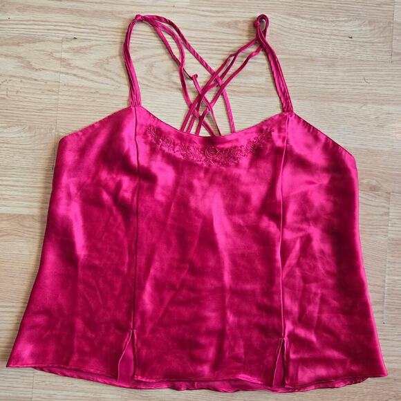 Inner Most Vintage 90s Satin Cami M Red Embroidered Whimsigoth Fairy Coquette - Picture 6 of 9